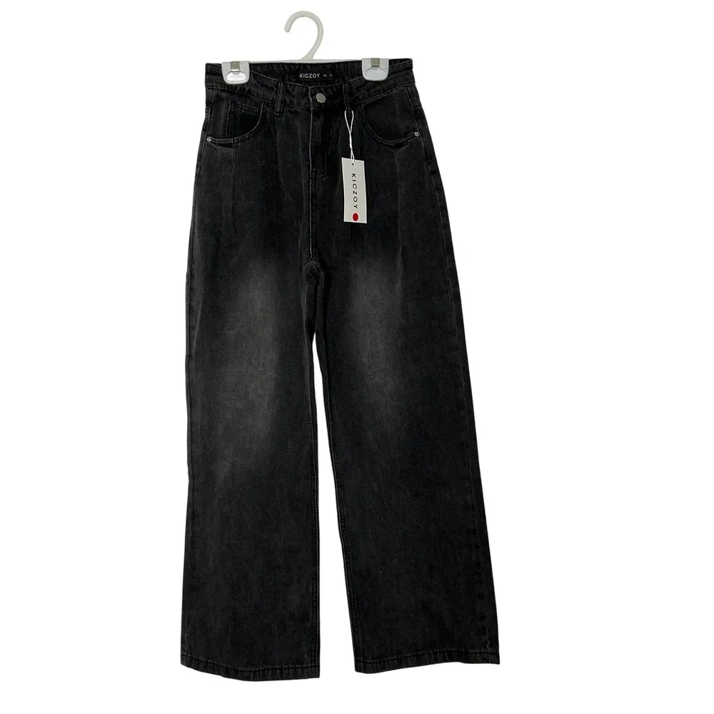 Wide Leg Cropped Jeans High Rise Black Minimalist Capsule‎ Modern Denim 4